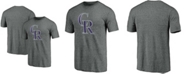 Fanatics Men's Charcoal Colorado Rockies Weathered Official Logo Tri-Blend T-shirt